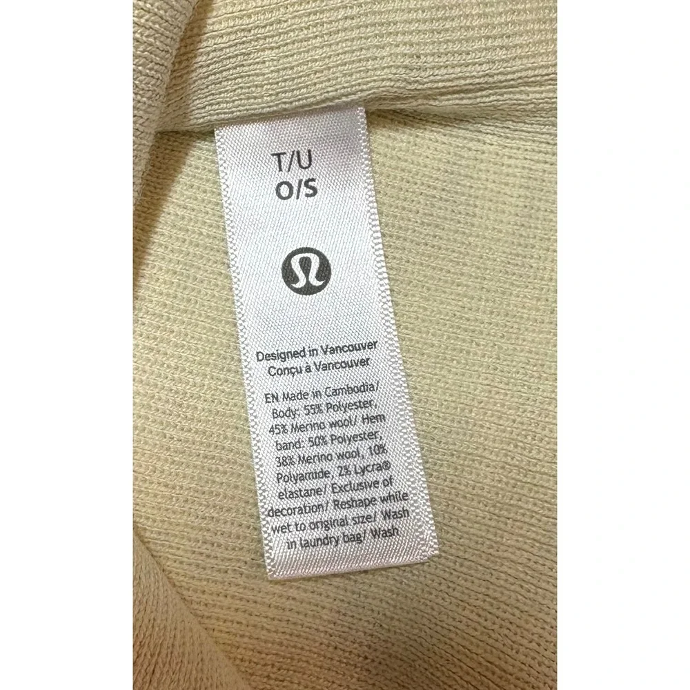 Lululemon NWT Unisex Warm Revelation Beanie Cream Merino Wool Blend‎
